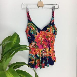 NWOT Sea Angel Floral Peplum Tankini Top
